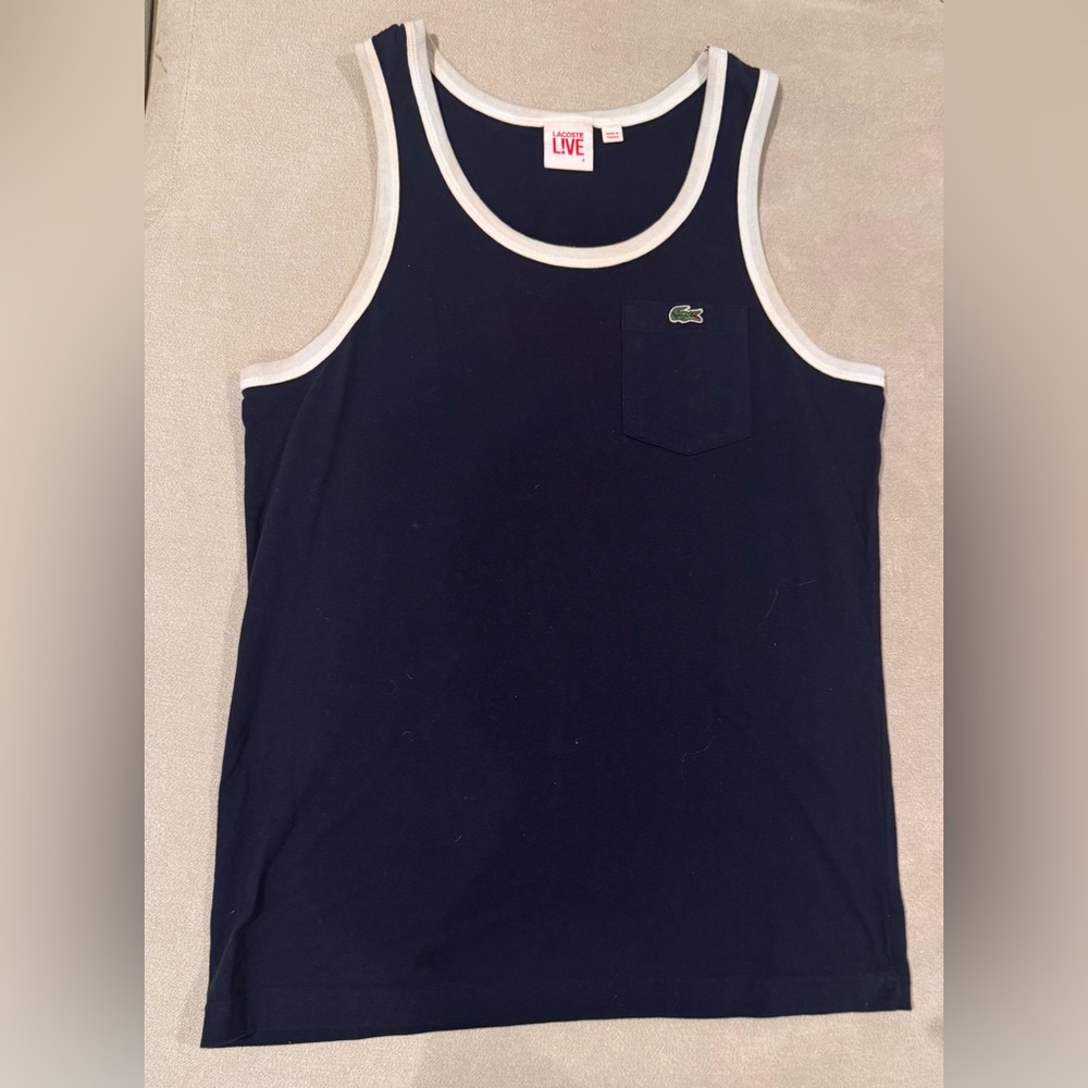 Lacoste Live Black Tank with White Edging